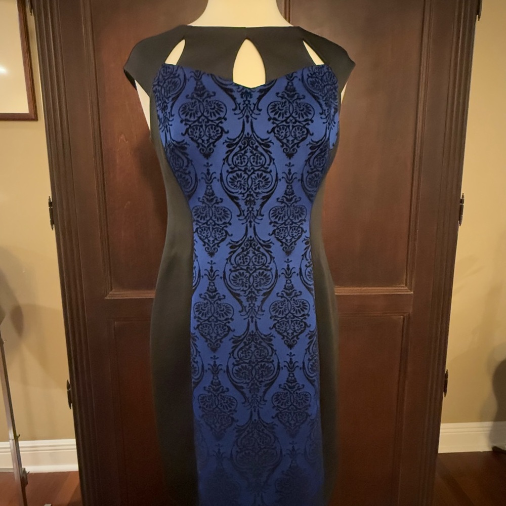 Elegant Blue and Black Dress